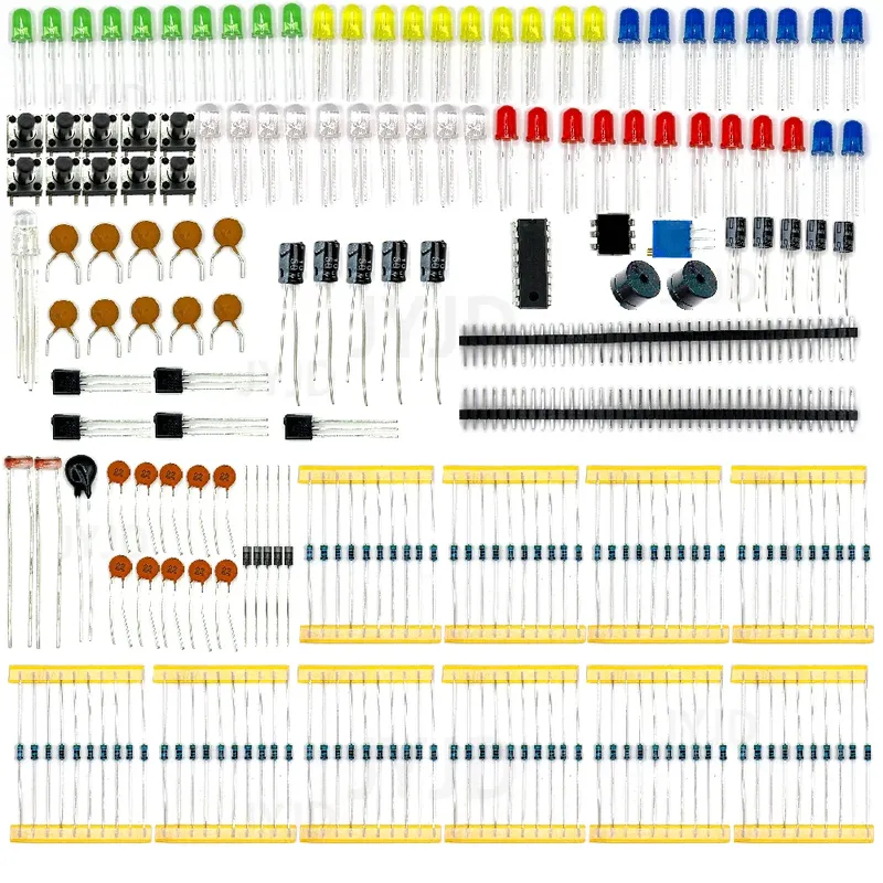 Grundlegendes Starter-Kit für neue Elektronik komponenten für Arduino Uno Mega2560 Himbeer-Pi mit LED-Summer-Kondensator widerstand
