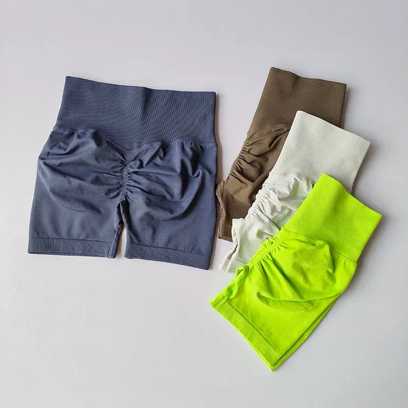 Pfirsichfarbene Hüftheben-Sportshorts für Damen, hohe Taille und Taille, Straffung, Abnehmen, Laufen, Hüfte, Geschwindigkeitstrocknung, Dreipunkt-enge Hosen