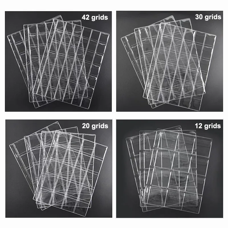 12/20/30/42 Grids Münze Album Seiten PVC Tasche Säure Kostenloser Münze Halter Stempel Sammlung Organizer Blatt Transparente Münze Lose Blatt