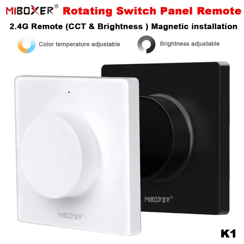 Miboxer K1 2,4 GHz drehbarer Panel-Fernschalter, kabellos, dimmbar, Helligkeit, Farbtemperatur für Leuchten/Controller
