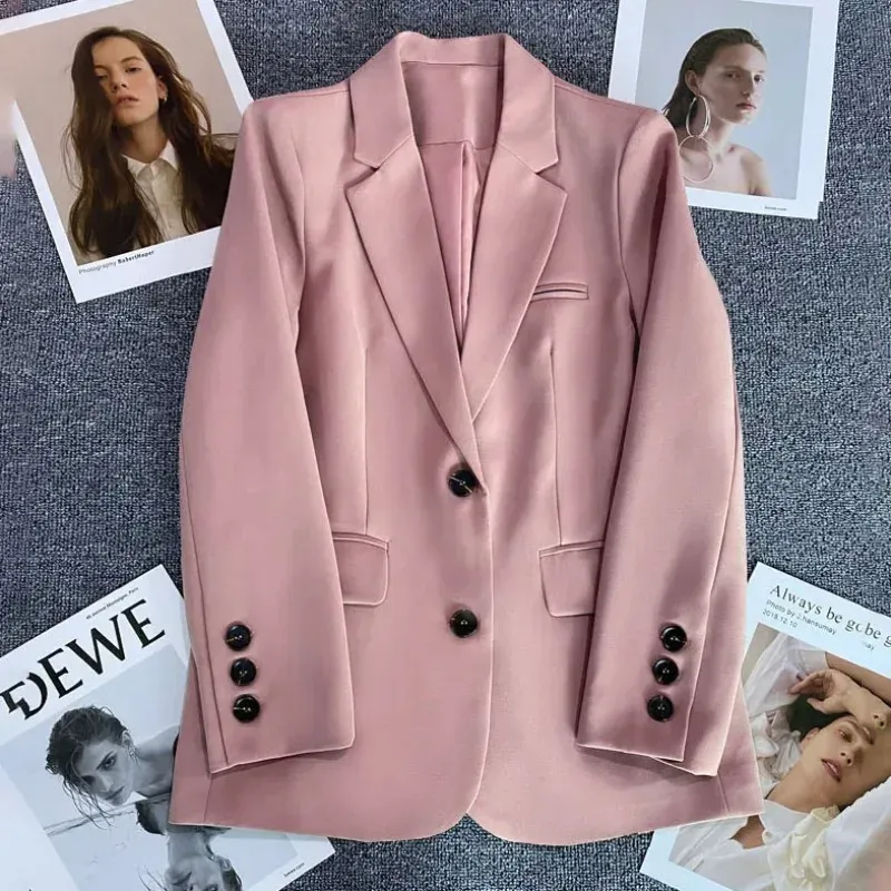 Elegante Büro-Dame-Blazer für Frauen, 2025, modisch, langärmelig, mit einem Knopf, Blazer, Mäntel, weiblich, Top, Anzug, Jacken, Oberbekleidung