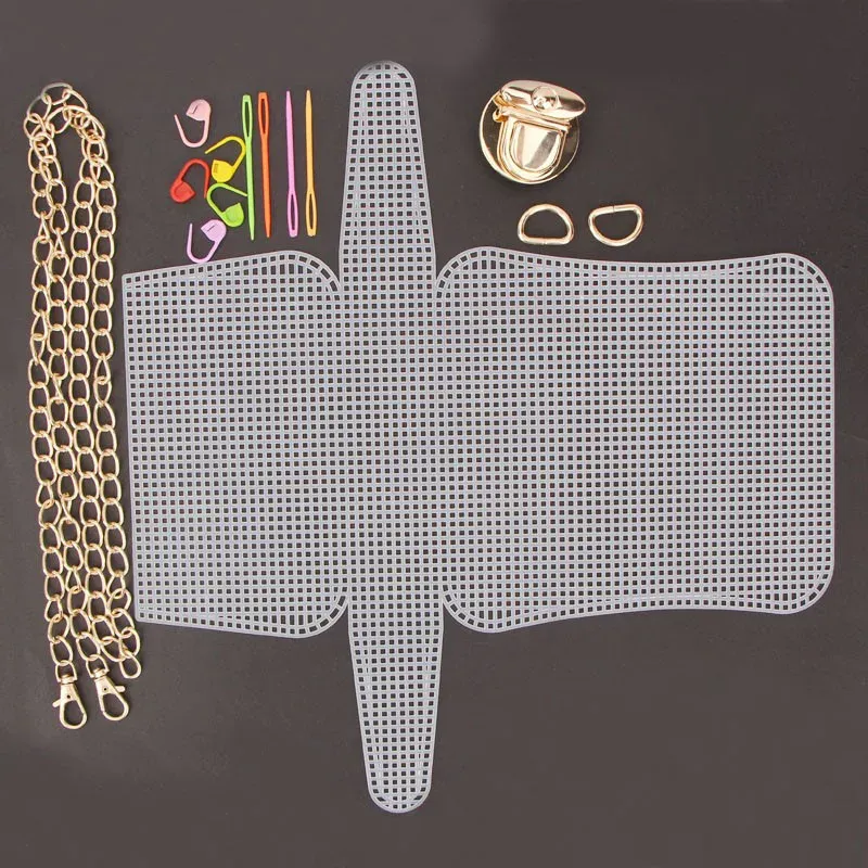 Mesh-Kunststoff-Leinwand-Set, durchsichtige Kunststoff-Leinwand, Acrylgarn und Werkzeuge für Stickerei, Kunststoff-Leinwand, Basteln, Stricken, Häkelprojekte