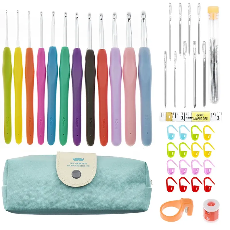 Häkelhaken-Kit 2,0mm bis 8,0mm Aluminium-Häkel nadeln mit Aufbewahrung tasche Garn bindung Strick nadel DIY Weben Bastel werkzeug