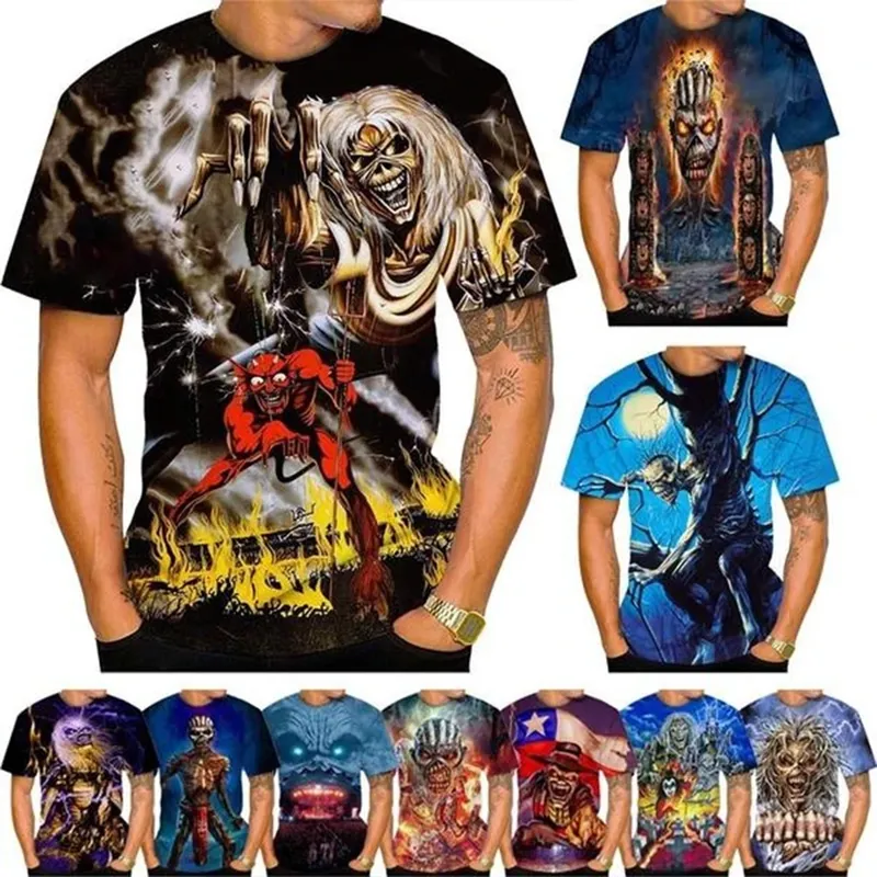 Sommermode nostalgisches 3D-gedrucktes Heavy-Metal-Musik-Teufel cooles modisches personalisiertes T-Shirt
