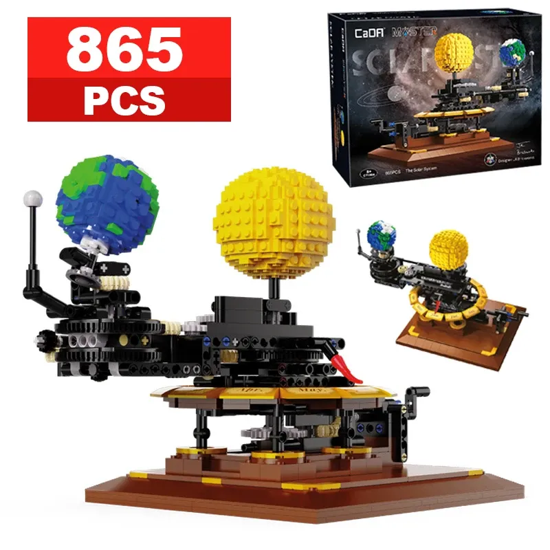 865 Stücke MOC Stadt Sonnensystem Erde und Sonne Uhr Bausteine Wissenschaft Experiment Bildung Ziegel Spielzeug Kinder Jungen Geschenke