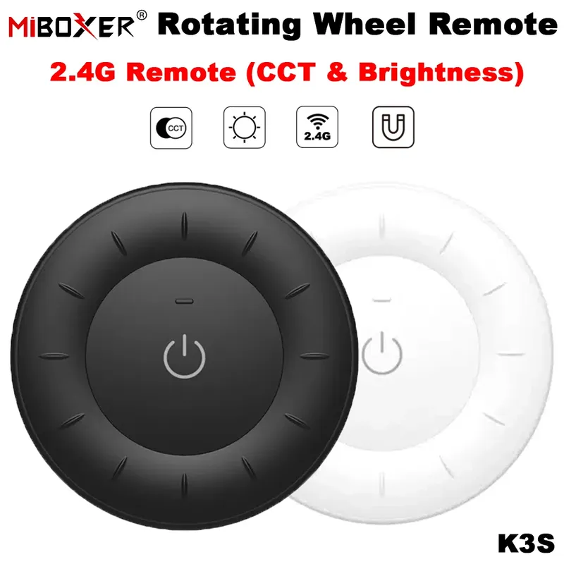 MiBoxer K3S 2,4 G rotierendes Rad, Fernbedienung, Farbtemperaturfeld, Fernbedienung, verstellbarer Dimmer, kabellos, für Lampen/Controller