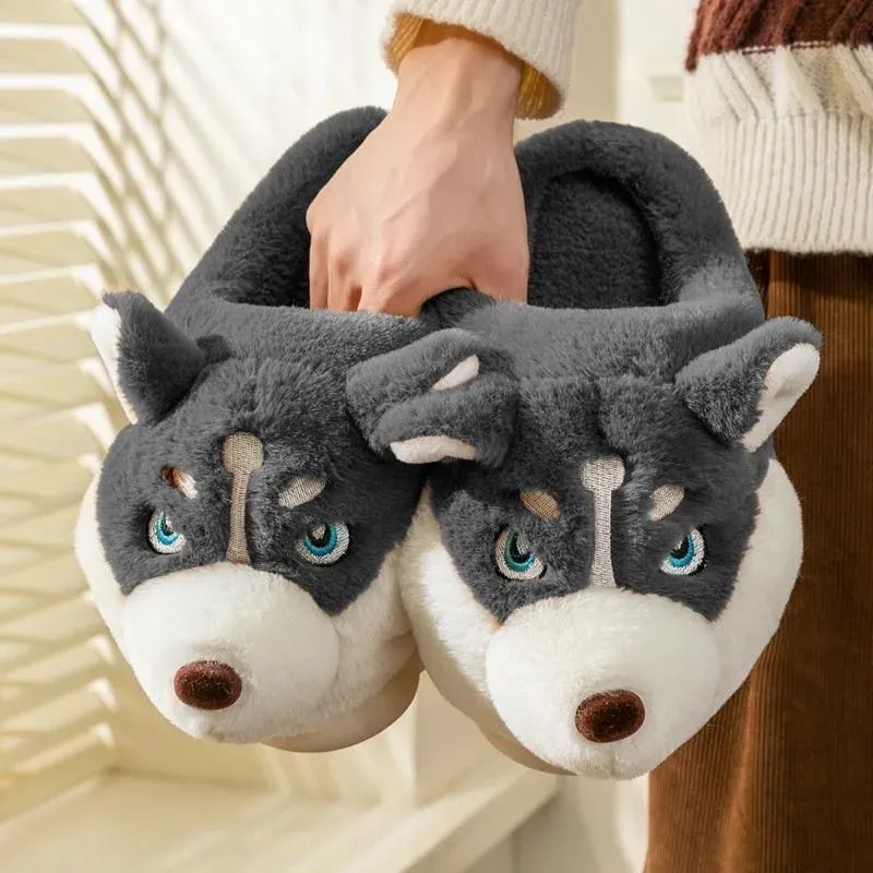 Frauen Indoor Baumwolle Hausschuhe niedlichen Cartoon Hund Winter warme Schuhe Paare nach Hause Boden rutschen rutsch feste weibliche männliche Hausschuhe