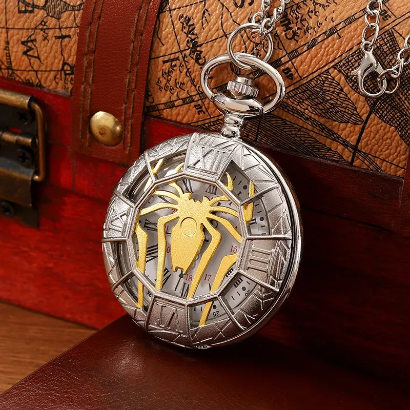 Mode Neue Vintage Relief Geschnitzt Und Ausgehöhlt Römischen Flip Stil Taschenuhr Auf Kette Anhänger Uhr Kette Herren Frauen