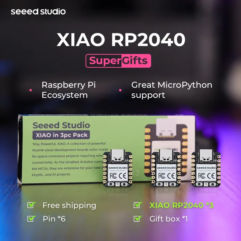 RP2040 -Seeed Studio XIAO RP2040 Mikrocontroller, mit Dual-Core ARM Cortex M0+ Prozessor, Arduino, MicroPython und CircuitPyth