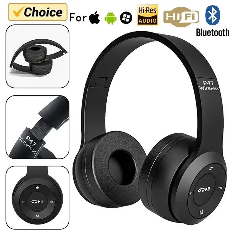 Stereo P47 Headset 5.0 Bluetooth Headset Folding Series Wireless Outdoor SportsHeadset für iPhone Samsung PC Spielzubehör