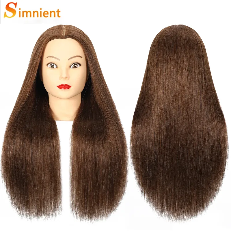 100% echtes menschliches Haar Puppenkopf für Frisur Professionelles Trainingskopf-Set Mannequin-Kopf Styling zum Üben des heißen Lockenstabs St