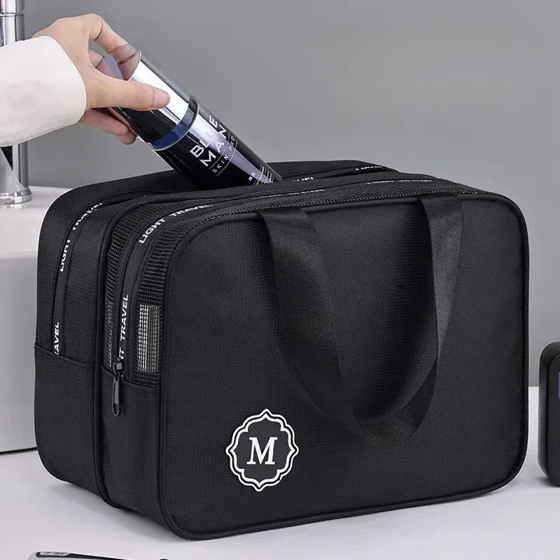 Neue Make-up-Tasche mit großer Kapazität, trockene und nasse Trennung, doppellagige Kulturtasche, unverzichtbarer Reise-Kosmetik-Organizer