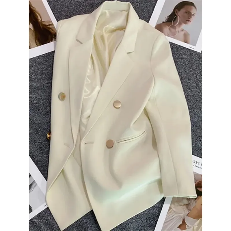 Frauen Anzug Blazer Elegante Mantel 2025, Frühling Herbst Mode Koreanische Blazer Luxus Zweireiher Jacke Solide Damen Tops Kleidung