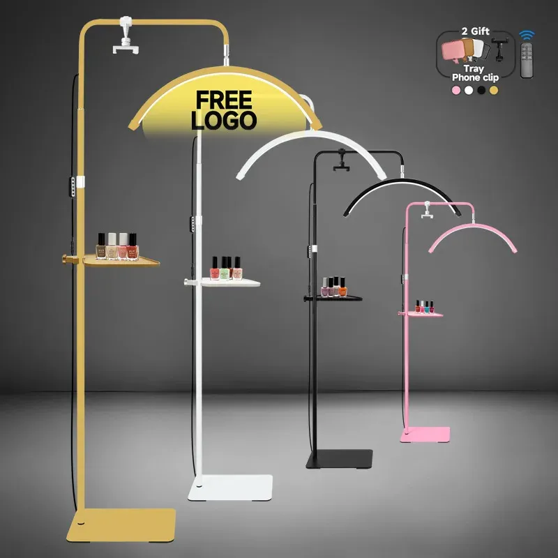 Kostenloses Logo, 23 Zoll OEM, 45 W, neues LED-Wimpernverlängerungslicht, Halbmond-Bettlampe, Design, einstellbare Helligkeit mit Ringlichtfunktion