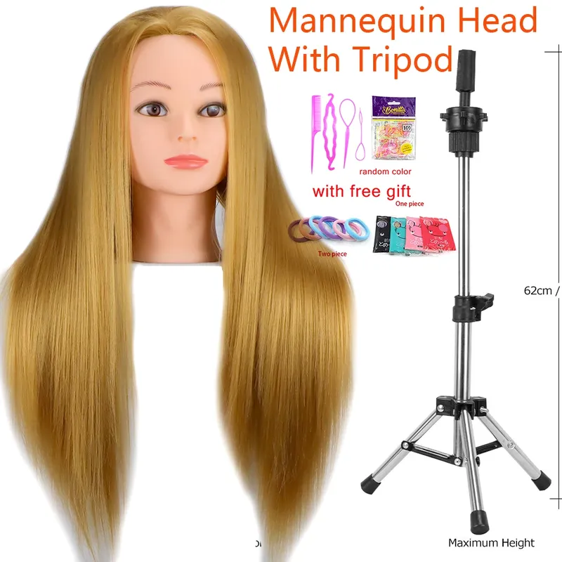 Mannequin Kopf 100% Kunsthaar Friseur Ausbildung Kopf Mit Stativ Puppe Kosmetik Puppe Kopf Für Flechten Styling