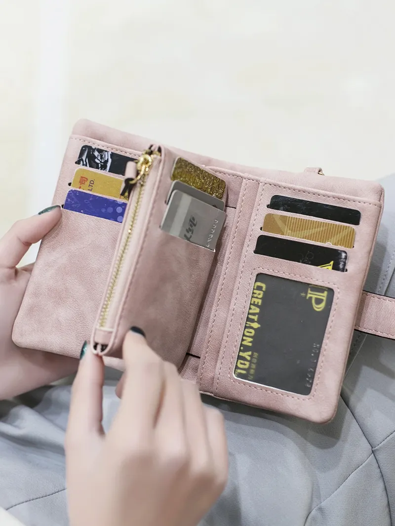 Frauen kurze gefrostete Brieftasche koreanische Version Student kleine frische süße dreifach gefaltete Multi Cards lot Zero Wallet multifunktion ale Brieftasche