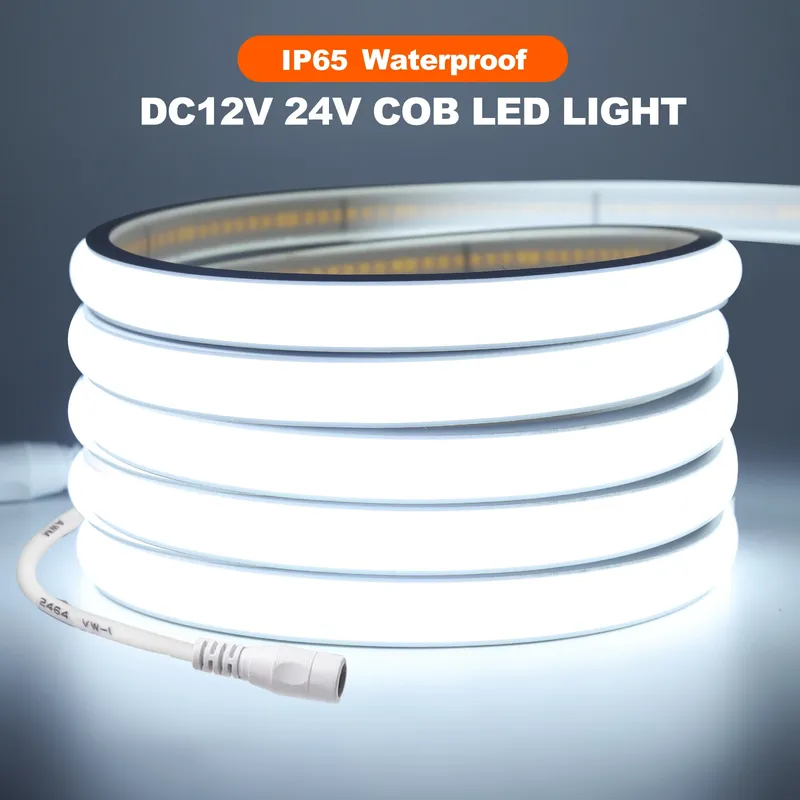 12V 24V 320Leds/M COB Neon Streifen Wasserdicht 3000K 4000K 6000K Home Decor Hohe helle Flexible Band Seil LED Licht 0,5M-20M
