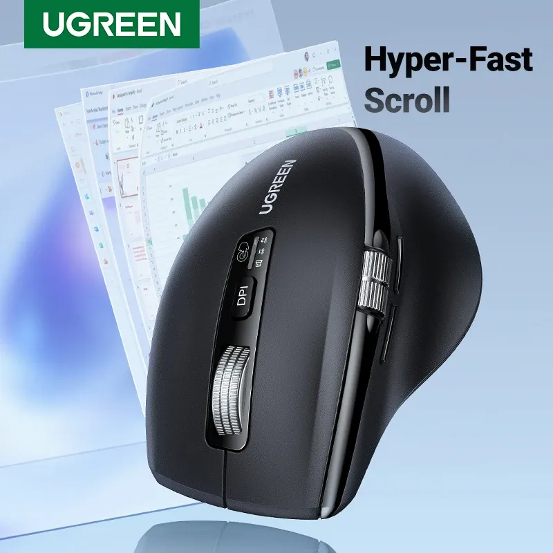 UGREEN Kabellose Maus Hyper-Fast Scroll Bluetooth 5.4 2,4 G Ergonomisch 5000 DPI für MacBook Tablet Laptops Computer PC Mäuse