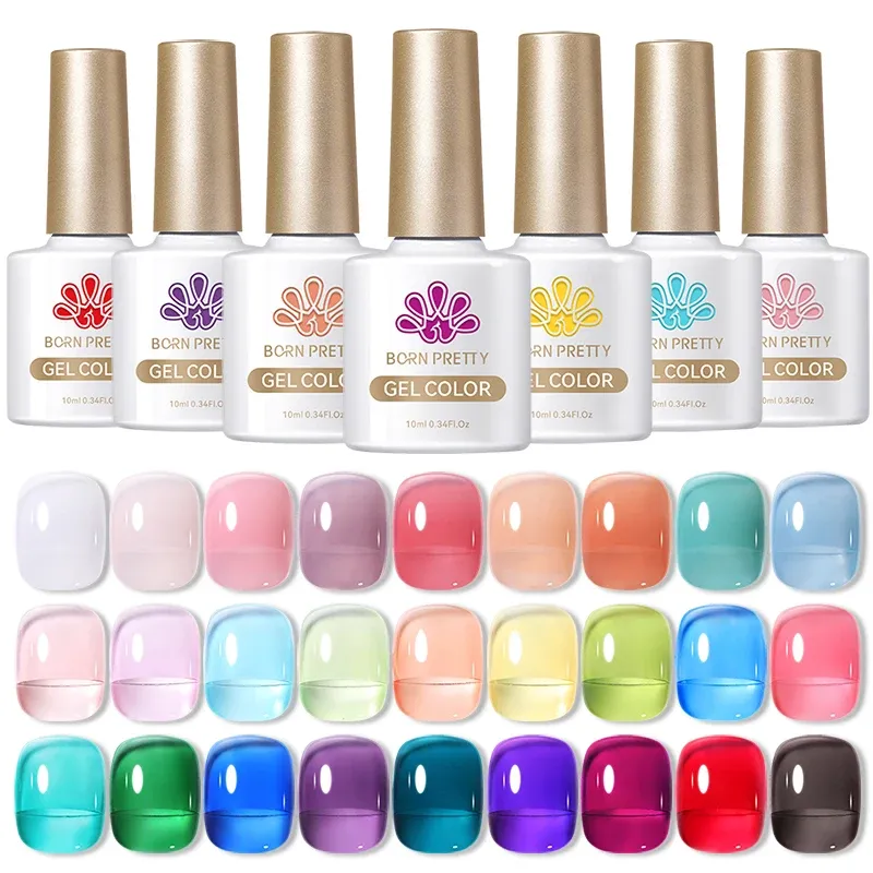 BORN PRETTY 10 ml Translucent Jelly Nude Gel Nagellack Bunter Lack Semi Permanent UV LED Nail Art Maniküre Gel