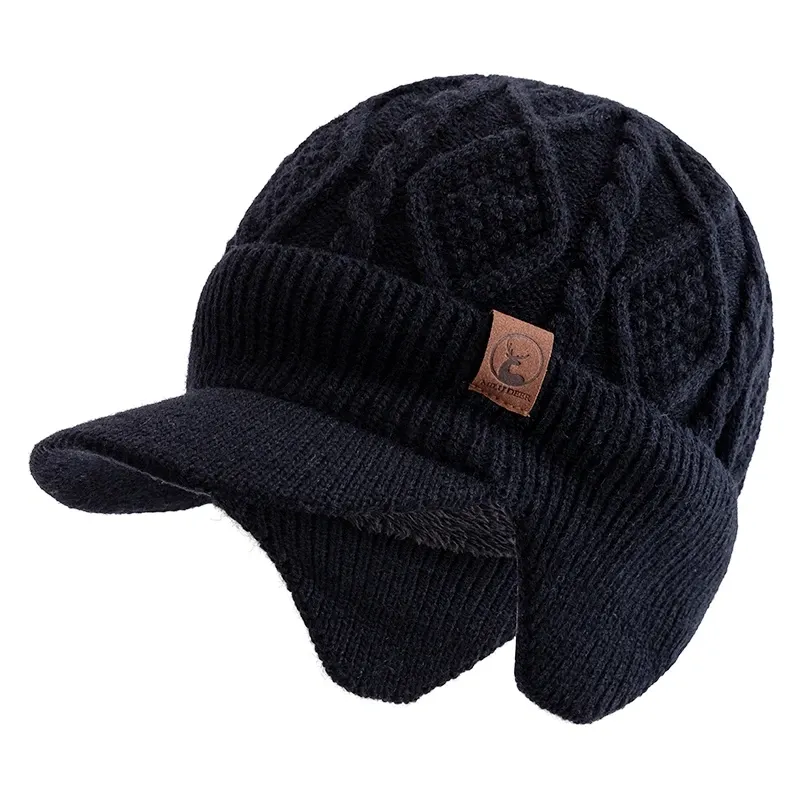 Neue Unisex Winter Hut Plüsch Fell Gefüttert Warme Earflap Cap Stilvolle Weiche Beanie Hut Im Freien Dicke Ski Sport Gestrickte Hut