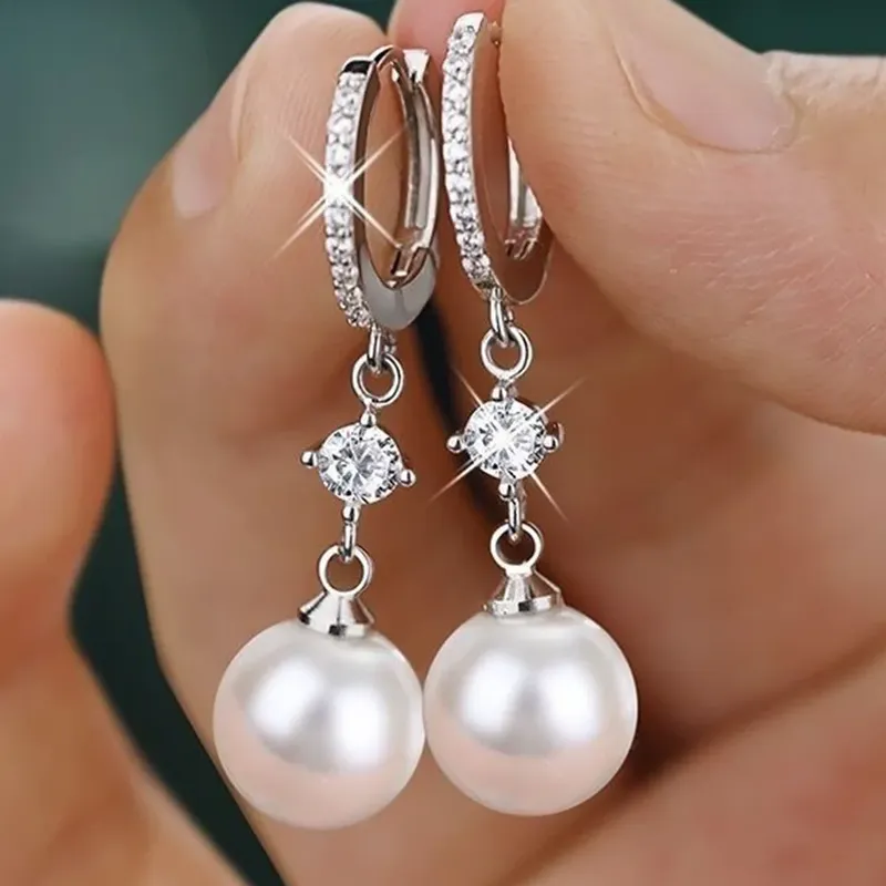 LByzHan 2023 Perlenohrringe, echte natürliche Süßwasserperle, 925er Sterlingsilber, Ohrringe, Perlenschmuck für Wemon, Hochzeitsgeschenk