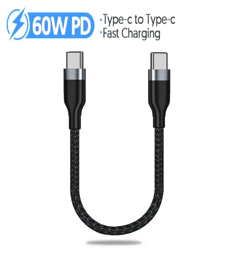 65W Typ C Schnelles Datenkabel Kurzes Kabel USB C PD Schnellladung für iPhone Samsung MacBook Power Bank Tragbares Laden
