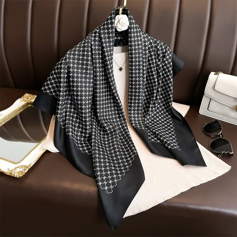 Neue 90*90cm Silk Schal Scarftop Headwraps Für Frau Mode Vier Jahreszeiten Haar Zubehör Hijab Foulard Bandana schal kopftuch