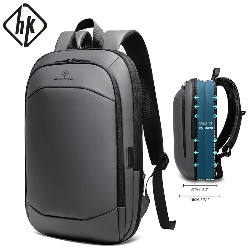 HK Business-Rucksack für Herren, 17-Zoll-Laptop-Rucksack mit USB-Anschluss, schlanke, erweiterbare, wasserdichte Reisetasche, große Arbeits-Computertasche - 31.43 EUR