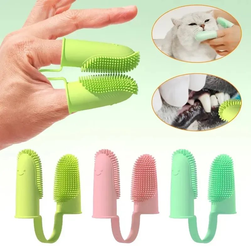 Pet Zwei-finger Zahnbürste Hund Katze Pet Liefert Zähne Reinigung Finger Set Oral Reinigung Werkzeuge Pet Zwei-finger zahnbürste Hund Katze
