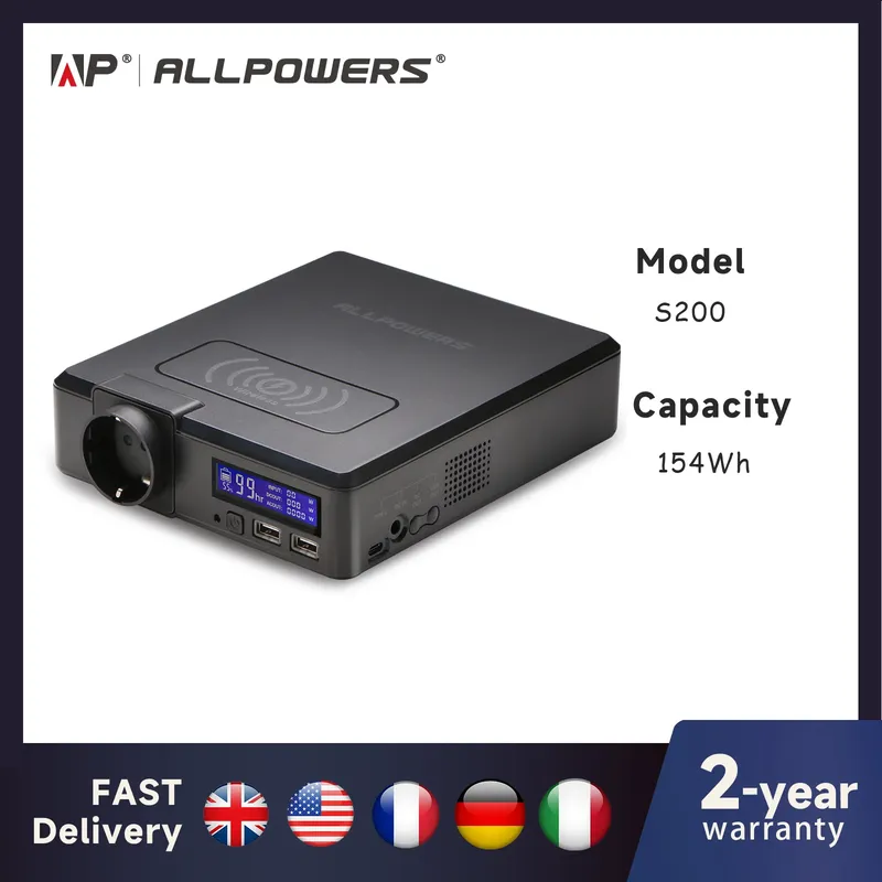 ALLPOWERS 200 W Solar Powerbank 154 Wh 41600 mAh Externes Batterieladegerät Powerstation Tragbarer Generator Notstromversorgung