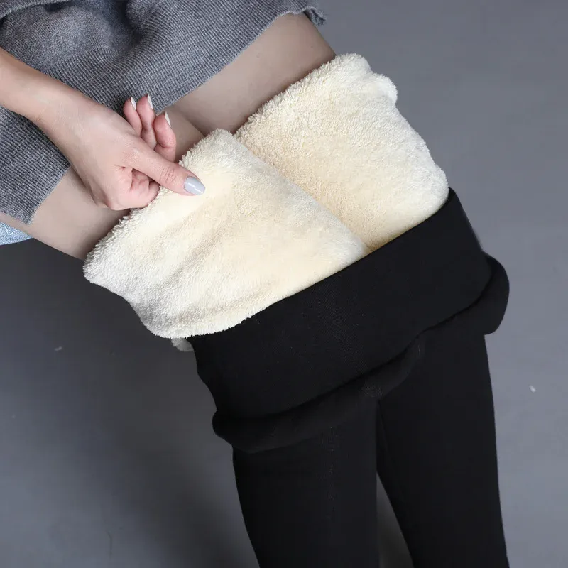 Thermo-Leggings für Damen, Winter, warm, hohe Taille, Einfachheit, warme Hosen, modisch, schwarz, Elastizität, Herbst, Samt, bequeme Leggins