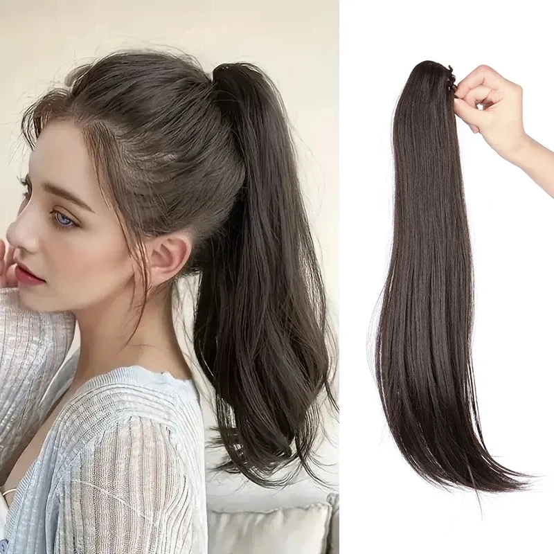 Eleganter synthetischer Pferdeschwanz für Damen, langes glattes Haar, Pferdeschwanz-Haarverlängerung, Klaue, Clip-in-Haar für alle Gelegenheiten