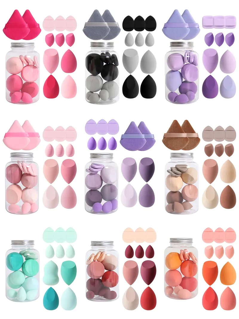 12-teiliges Make-up-Schwamm-Set mit Vorratsdose, latexfrei, Make-up-Schwamm-Fingerquaste, feuchte und trockene Foundation-Kosmetikquasten mit doppeltem Verwendungszweck