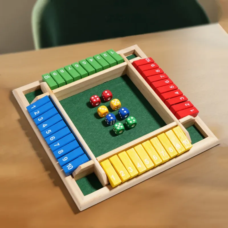 Arithmetik-Würfel, Brettspiel, vierseitig, Flip-Kartenspiele, Box, Würfel, Spielzeug, Holzklappen, Würfel, 4 Spieler, Party, Zahlen, Spiel, Brettspiele