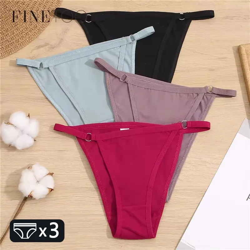 FINETOO 3er-Set Baumwoll-Slips Damen Sexy Niedrige Taille Unterwäsche M-2XL Damen Baumwoll-Unterhosen Weiche Damenunterwäsche 2026