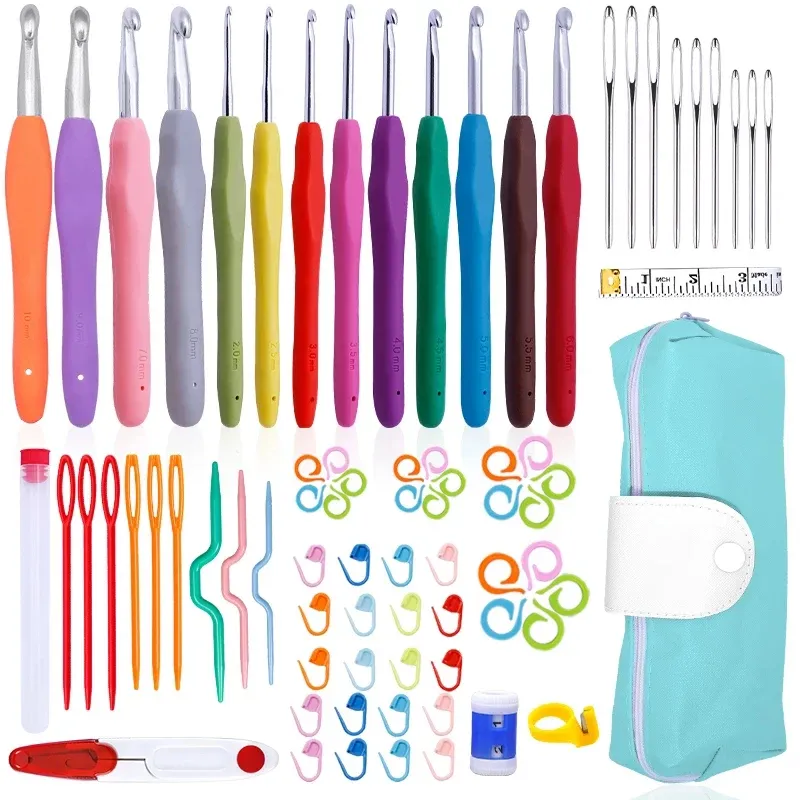 Kraball Strick Häkeln adel Kit Strick nadeln Set mit Tasche, Stahl große Augen stumpfe Nadel, Marker, DIY Hand nähen Zubehör