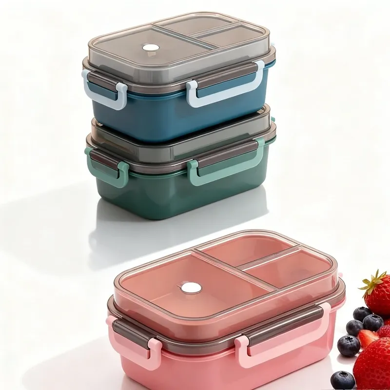 Auslaufsichere Bento-Box, mikrowellengeeignet, spülmaschinenfest, Lebensmittelbehälter mit Gabeln, Löffel für Studenten, Büro, tragbare Obst-Snack-Lunchbox