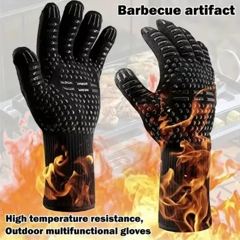 Einteilige Grillhandschuhe, hohe Temperaturbeständigkeit, Ofenhandschuhe, 500–800 Grad, feuerfeste Grill-Wärmeisolierung, Mikrowellenhandschuhe