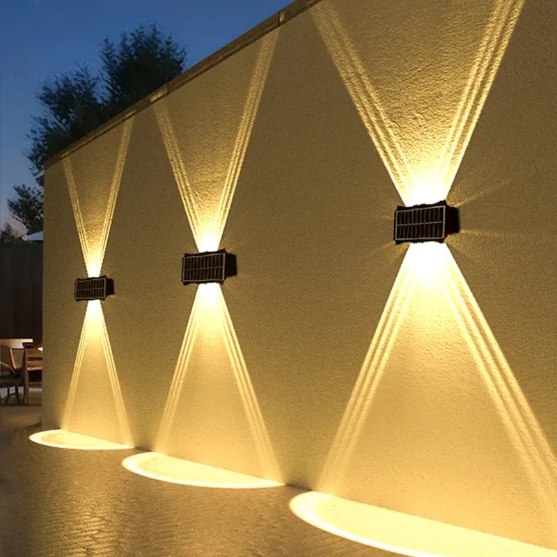 Solar Wand Lampe Outdoor Solar LED Licht Wasserdicht Oben Und Unten Leuchtende Beleuchtung Balkon Hof Garten Dekoration Lichter