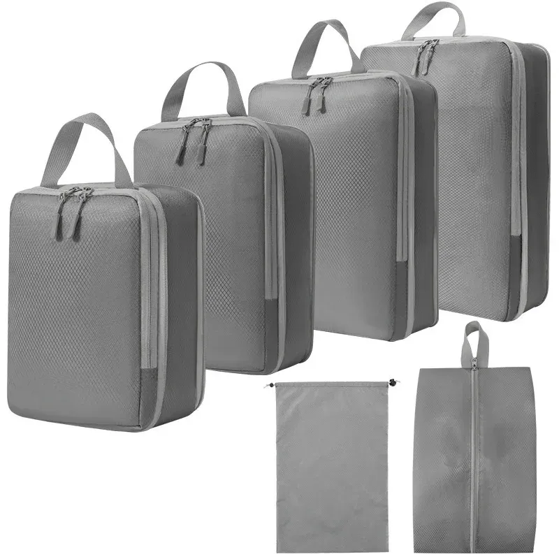 Homefish Set/6 Stück Komprimierbare Packtaschen für Reisen, Wasserdichte Koffer-Organizer mit Handtasche, Tragbare Gepäckorganizer