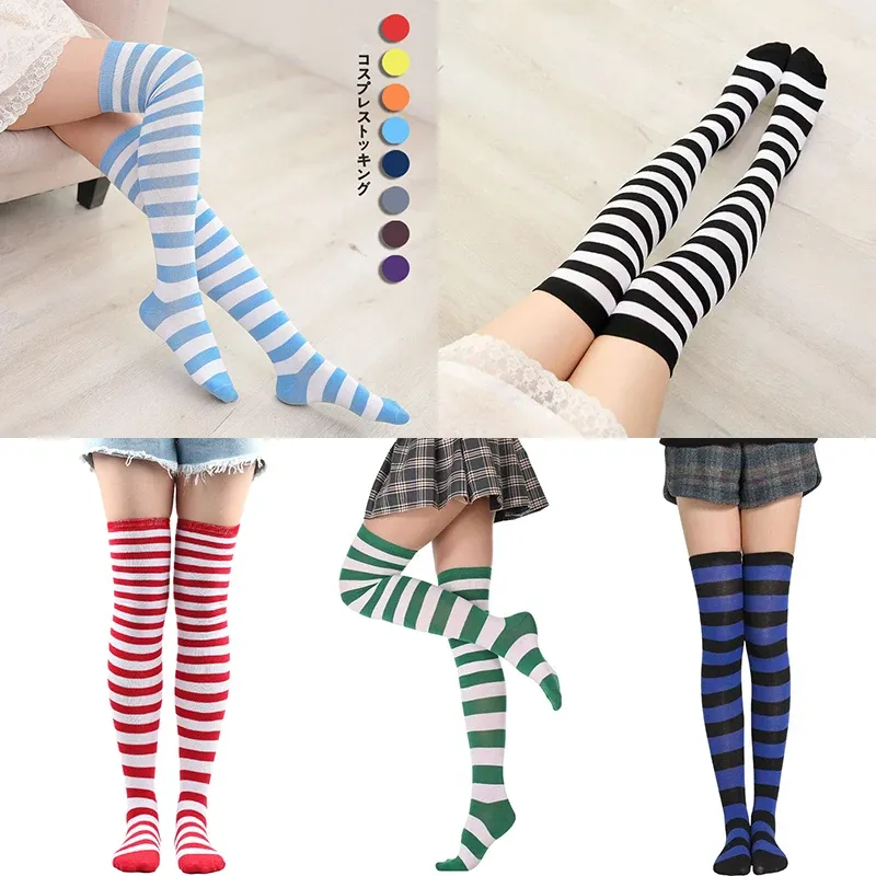 Weihnachten Frauen Sexy Socken Halloween Oberschenkel Hoch Overknee Halloween Overknee Gestreifte Strümpfe Dünne Socken Tägliches Tragen