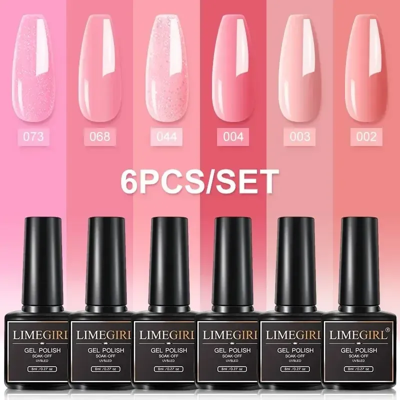 Limegirl 6 Teile/satz Gel Nagellack Kit Schwarz Weiß Rot Mode 6 Farben UV LED Nail art Gel Semi Permanent lack Set