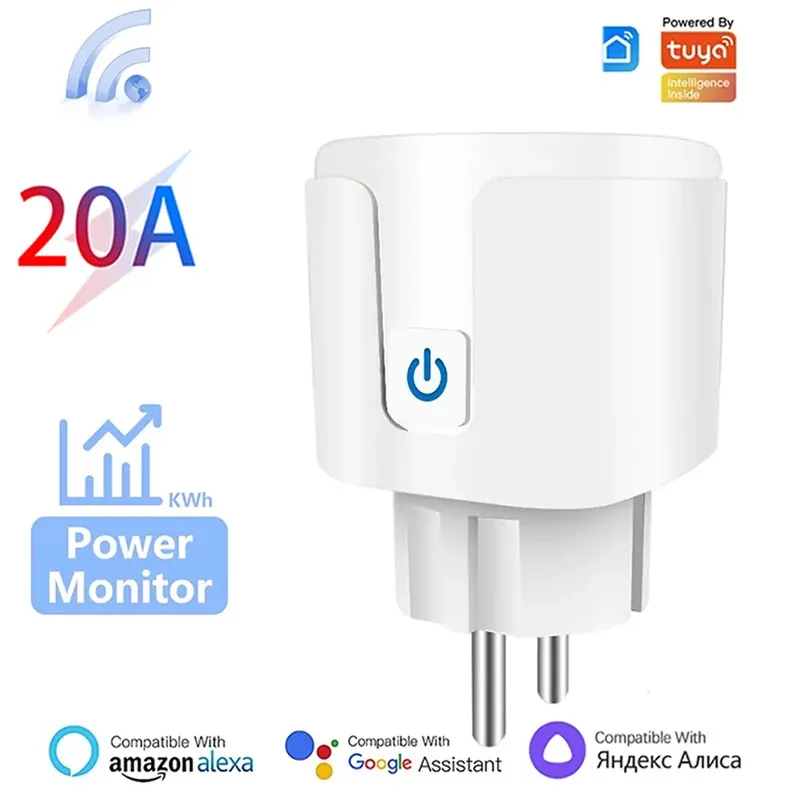 TUYA Smart Plug WiFi Steckdose EU 16A/20A Mit Power Monitor Timing Funktion Sprachsteuerung Funktioniert Mit Alexa GoogleHome