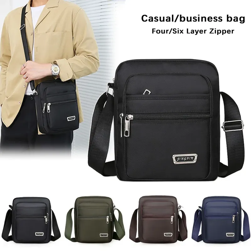 Männer Wasserdichte Einzelne Schulter Messenger Bag Business Tasche Brieftasche Vier/Sechs Schicht Reißverschluss