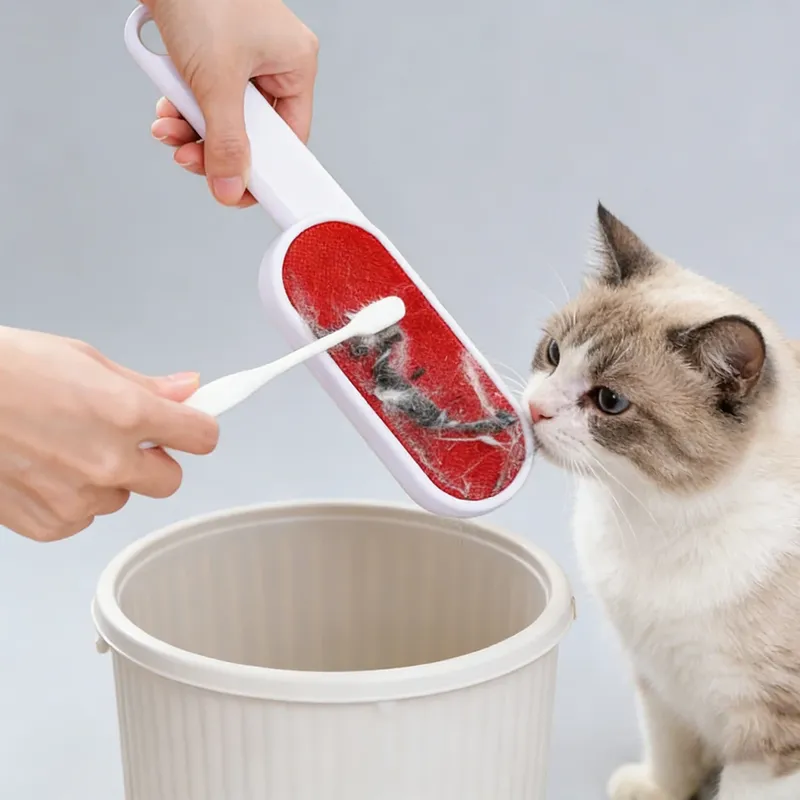Selbstreinigende Fusselrolle mit 2 Seiten, Entstaubungsbürste, Tierhaar-Entferner, Bürste zum Entfernen von Hunde- und Katzenhaaren von Sofa, Teppich und Kleidung