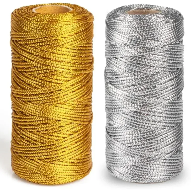 1,5 mm 100 m Gold Silber Makramee-Schnur Seilschnur zum Nähen DIY-Seil 100 m Makramee-Seilschnur zum Nähen und Basteln