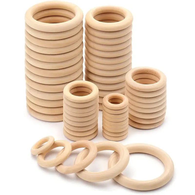 Unvollendete massive Holzringe, 15–100 mm, natürliche Holzringe für Makramee, DIY-Handwerk, Holzreifen, Ornamente, Verbinder, Schmuckherstellung