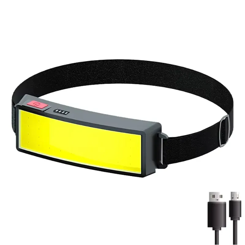 COB Tragbare LED-Stirnlampen, Outdoor-Stirnlampe, eingebauter Akku, wiederaufladbar über USB, Stirnlampe, Camping, Angeln, Klettern, Laterne