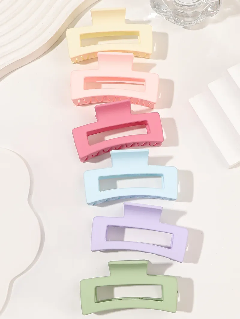 Haarklammern, Eiscreme-Farbe, 6 Stück, für dickes Haar, quadratische Haarspangen für Frauen, rechteckig, rutschfest, Acryl-Bananenbackenklammern