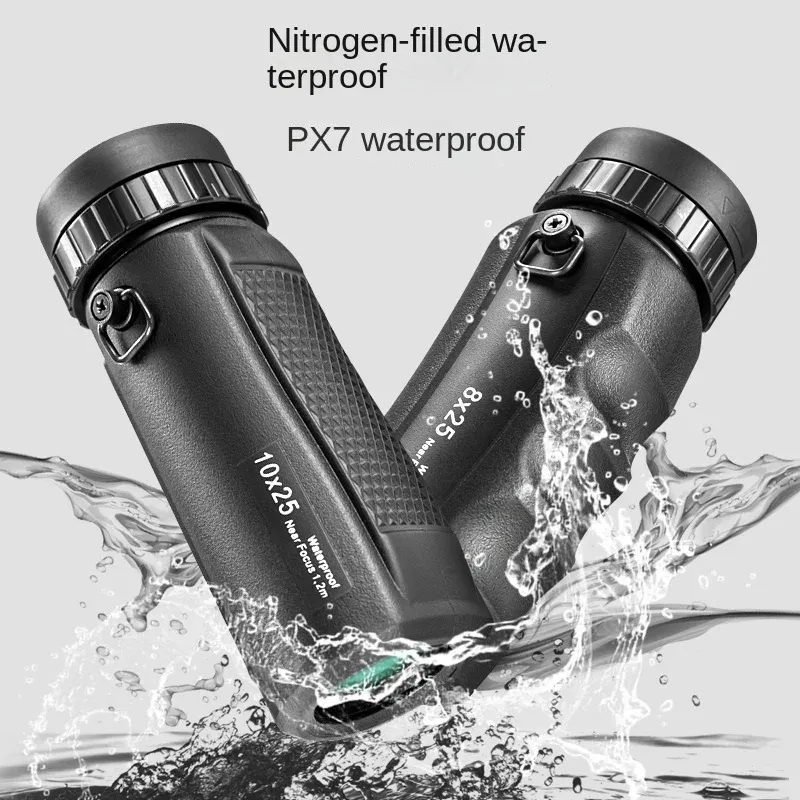 Leistungsstarkes Mini 8X25 10X25 Monokular-Teleskop HD Tragbares IPX7 wasserdichtes SMC-beschichtetes Outdoor-Taschen-Kompaktfernglas für den Tourismus